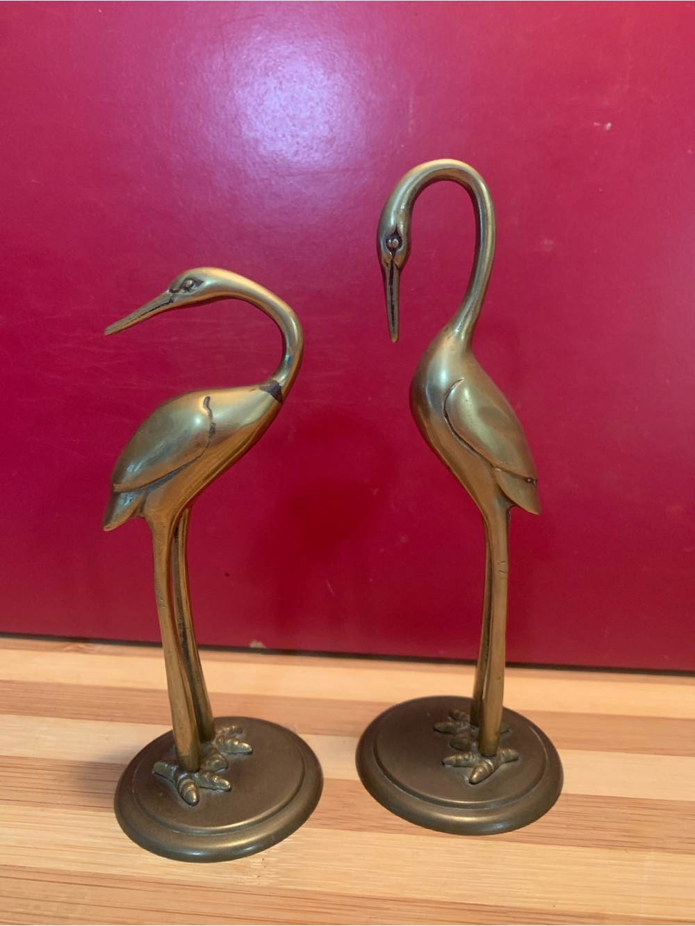 Pair of Brass Crane Sculptures - Elegant Gold Heron Décor - Vintage